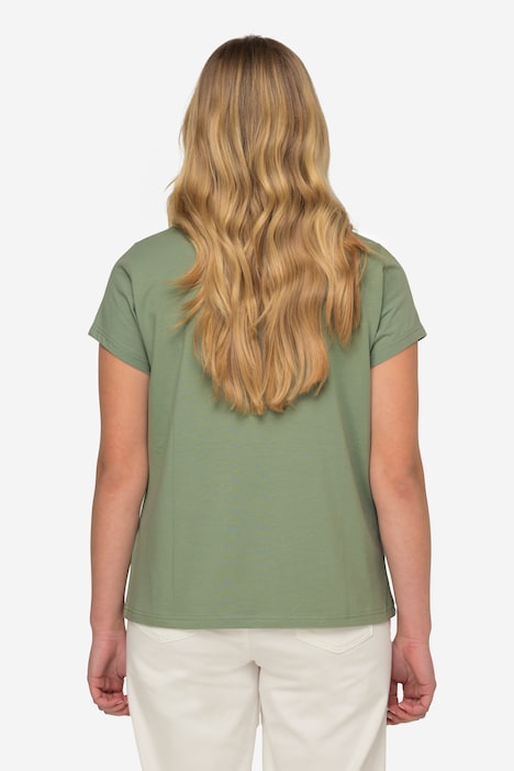 T-Shirt, kleiner Knoten Print, V-Ausschnitt, Halbarm, OEKO-TEX MIG