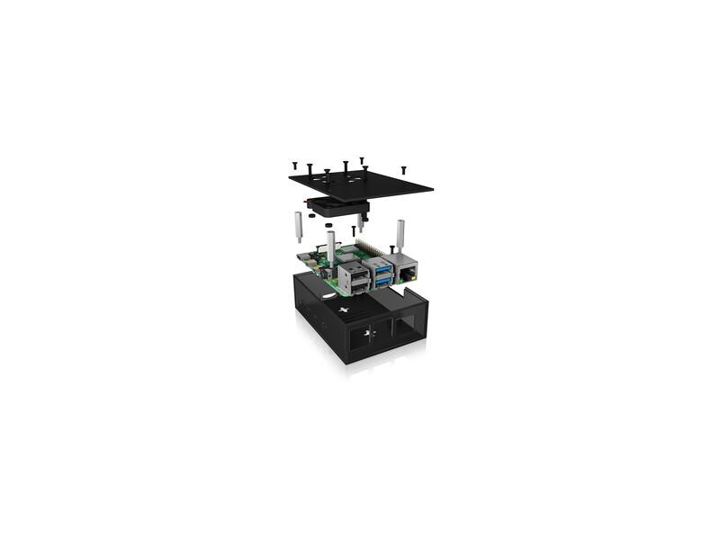 ICY BOX Gehäuse IB-RP108 Raspberry Pi 4 Gehäuse aus Aluminium und Acryl für den Raspberry Pi 4