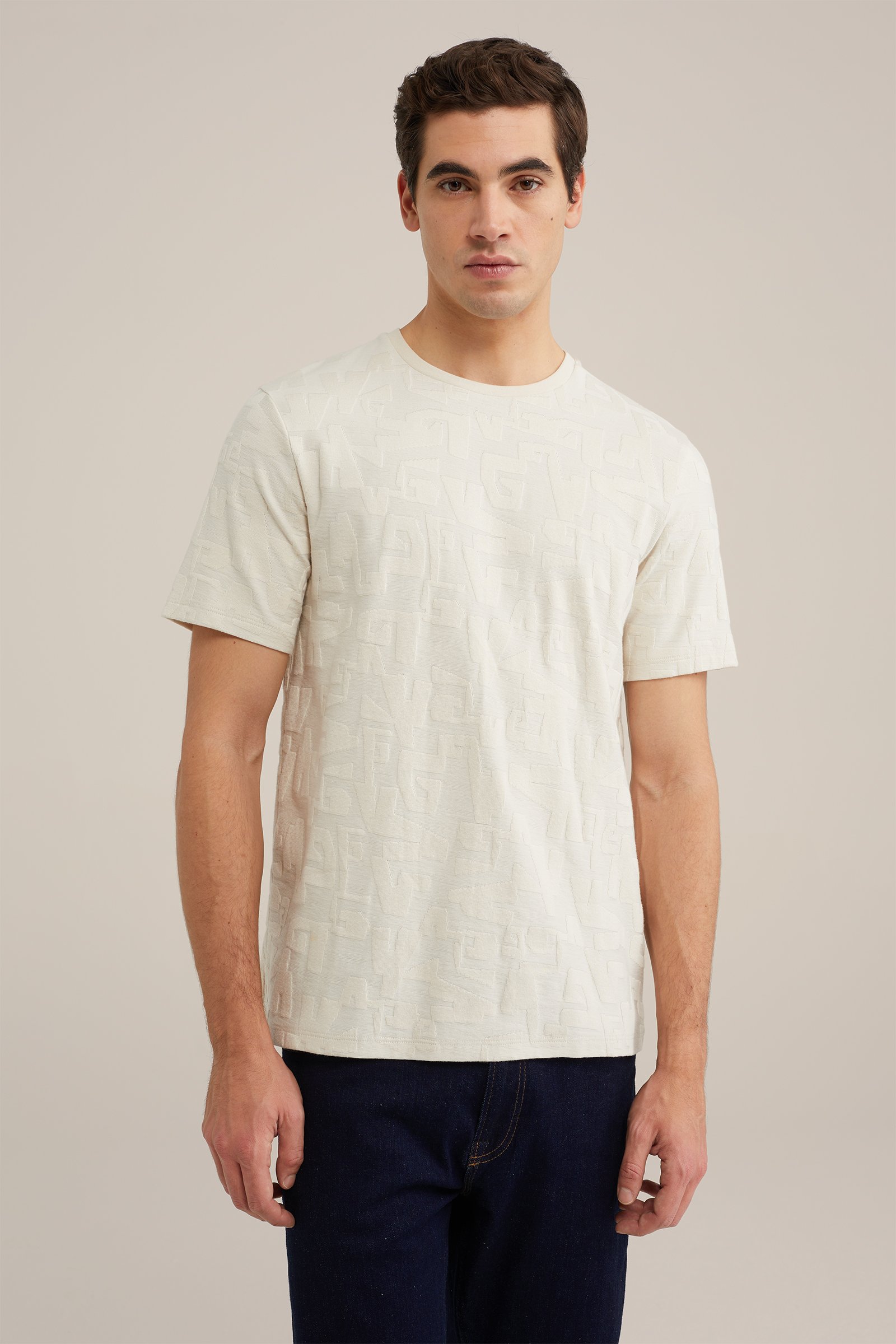 T-shirt met structuur Van Gils Beige