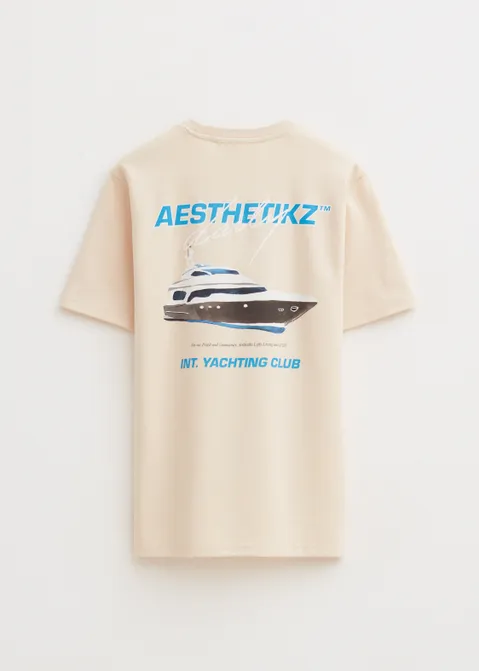 T-shirt met print yachting club off-white (CREME.L)
