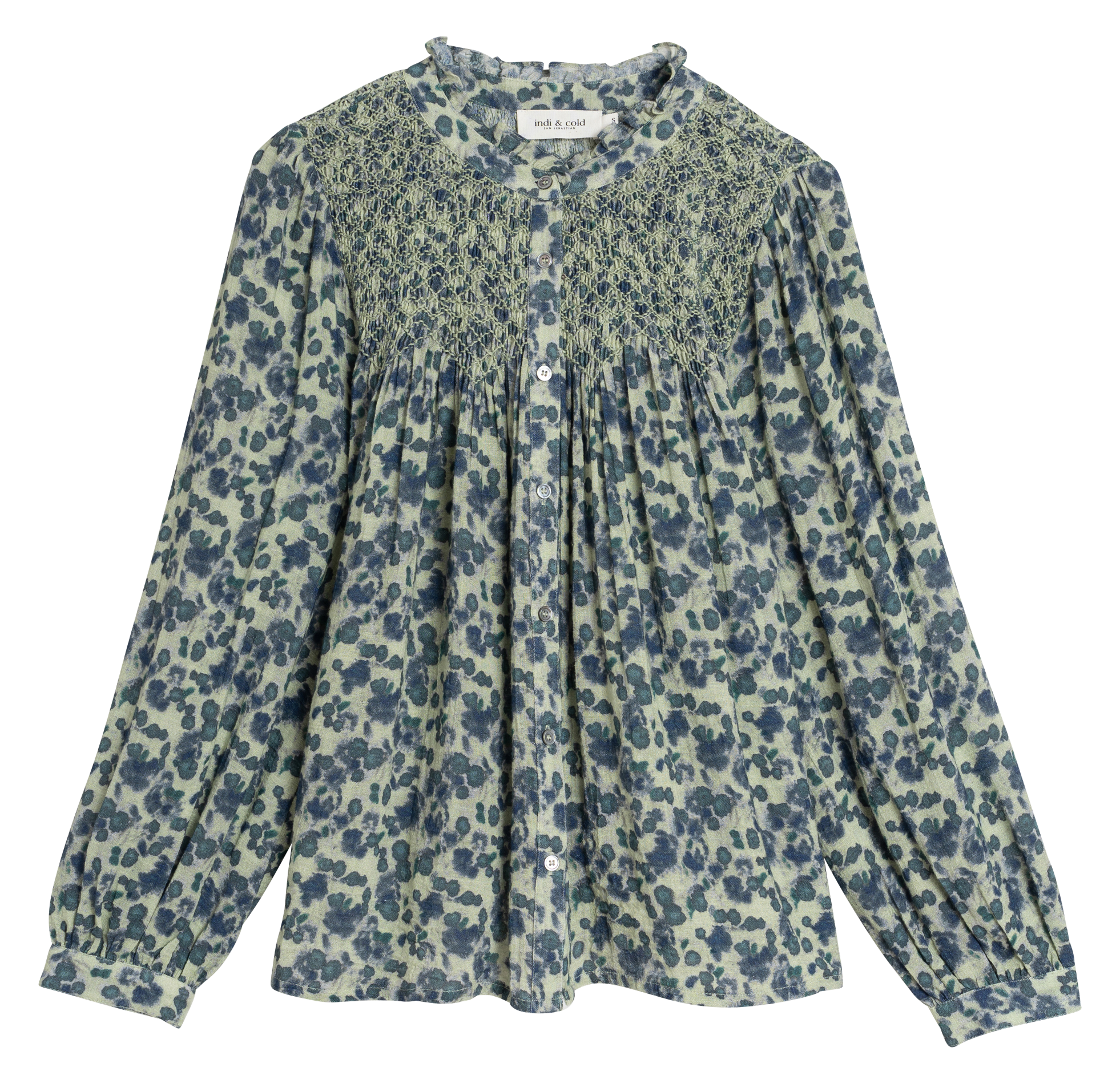 Chemise col rond ample en coton bio | Vert