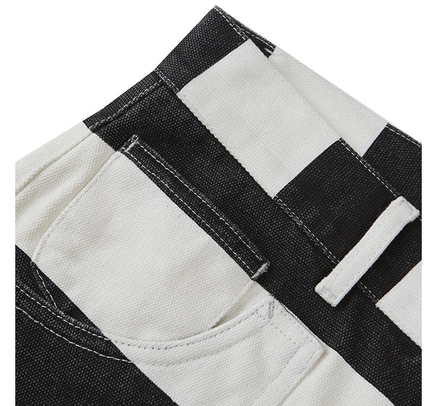 OKONKWO - Gestreepte canvas shorts