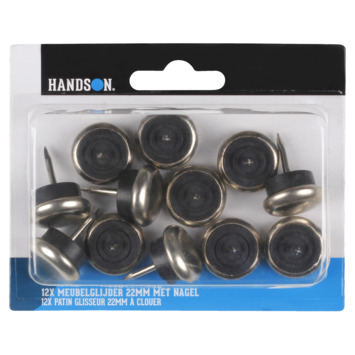 HANDSON meubelglijder glijnagel rubber nikkel Ø22 mm 12 stuks