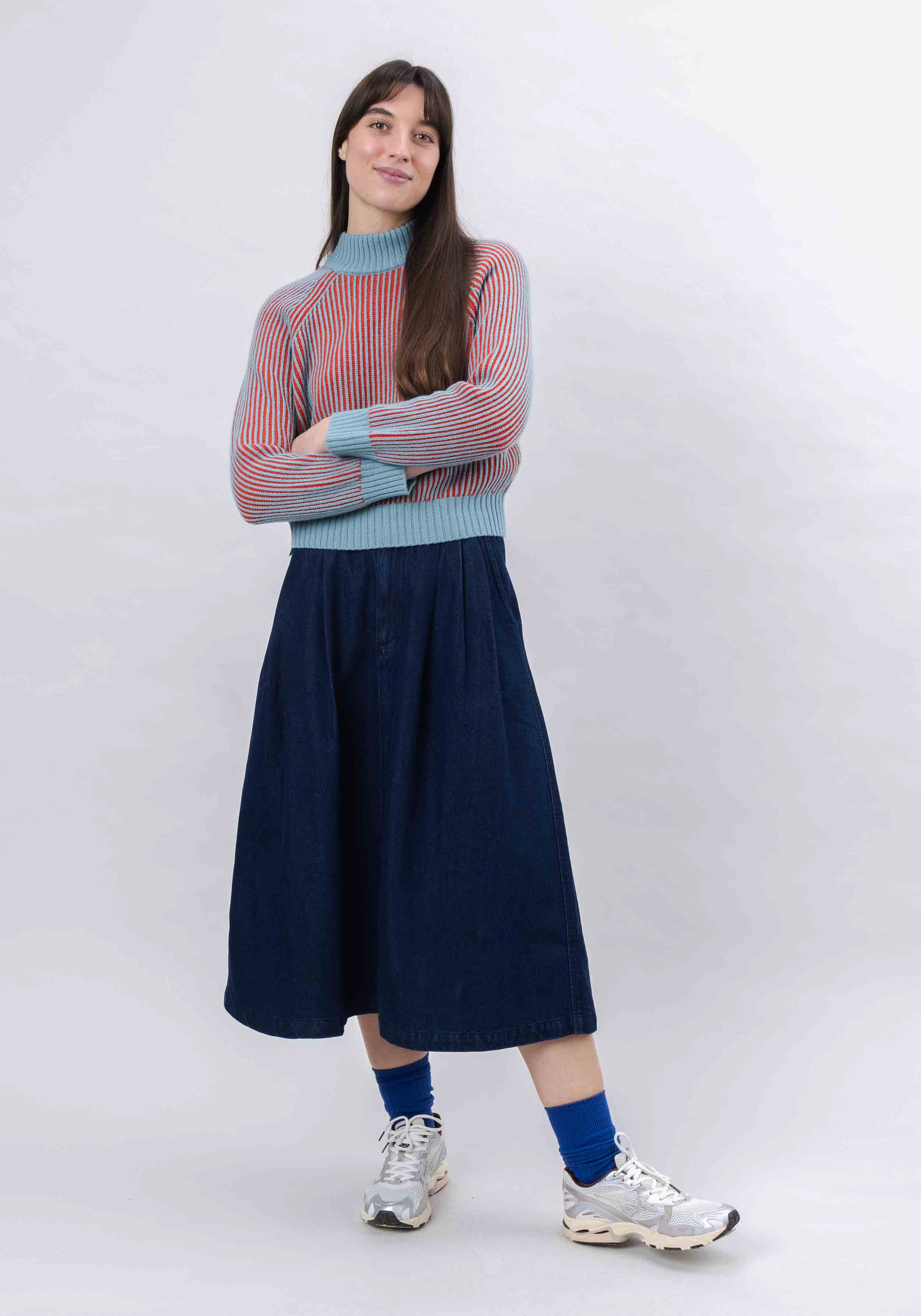 Brava Fabrics Jeans-Rock Denim Midi Skirt