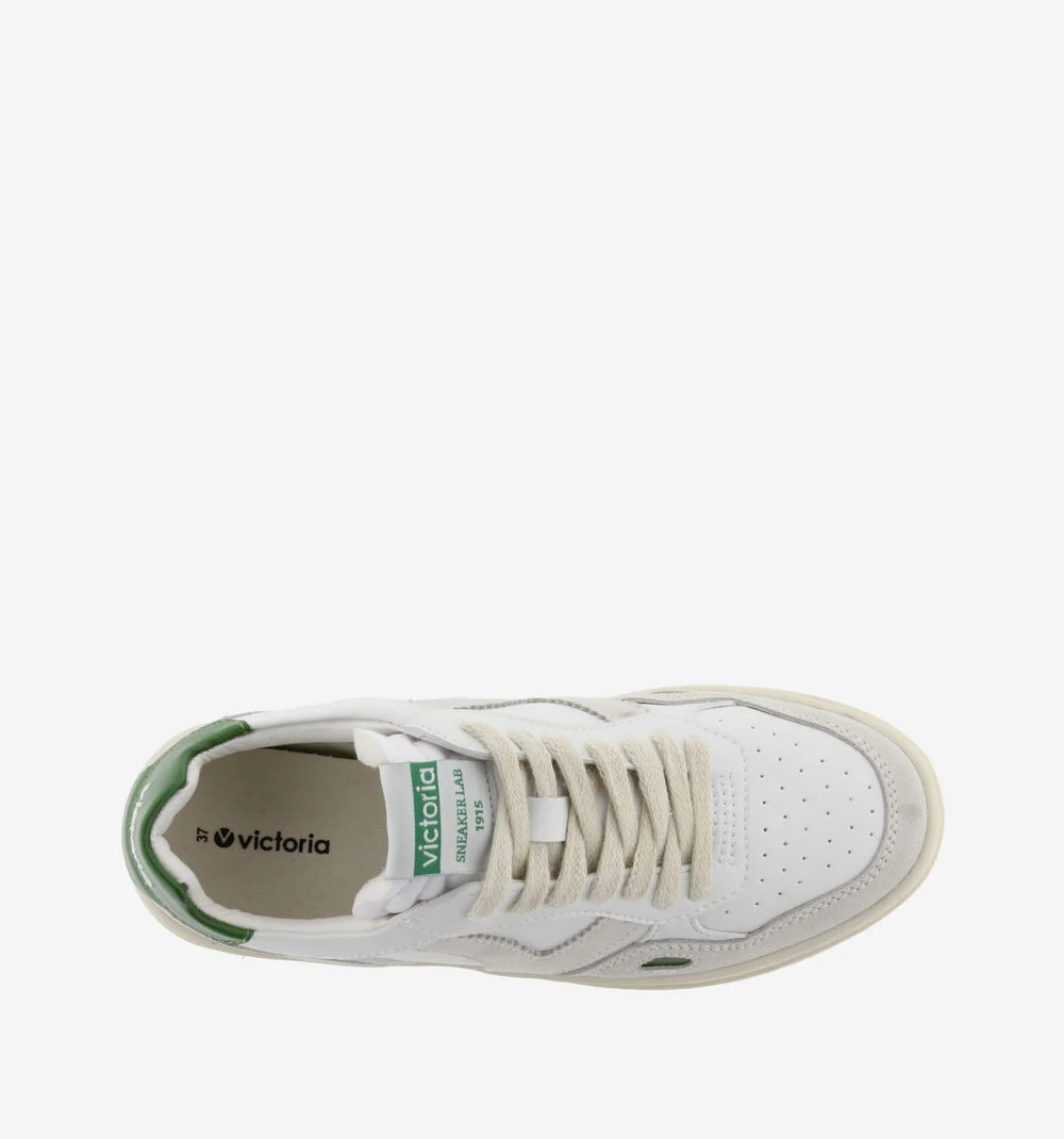 SEUL RÉTRO EFFET CUIR & CUIR FENDU Baskets style rétro hommes et femmes VERDE