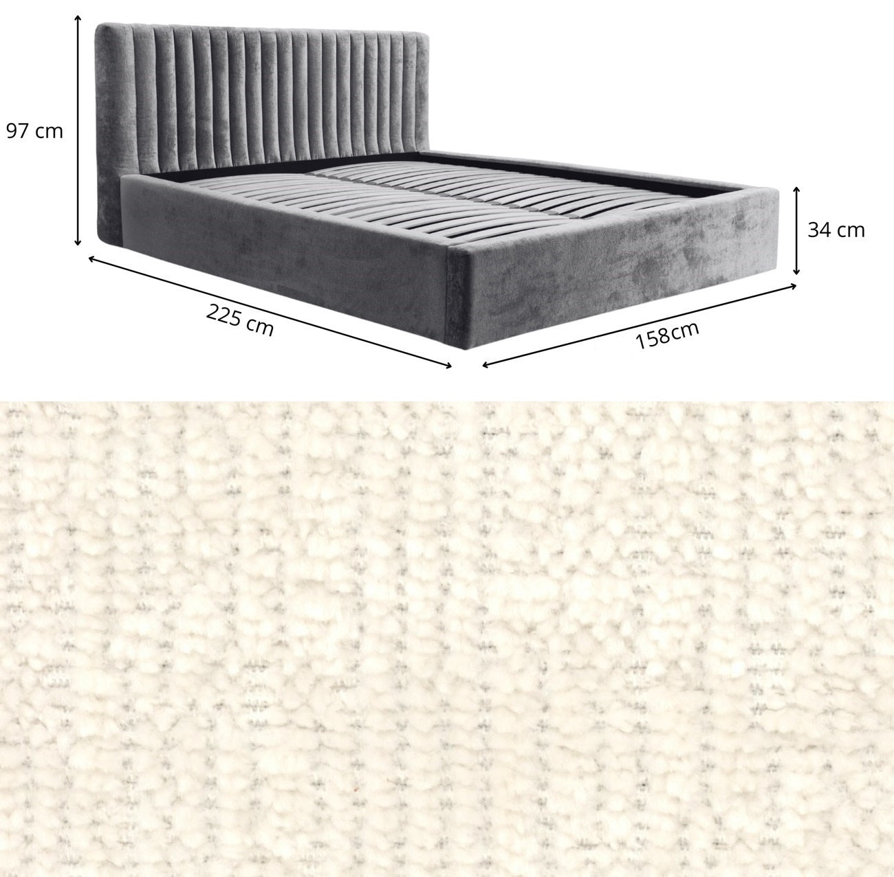 Trae Mobler Vegas 140 x 200 cm Gestoffeerd Bed Creme