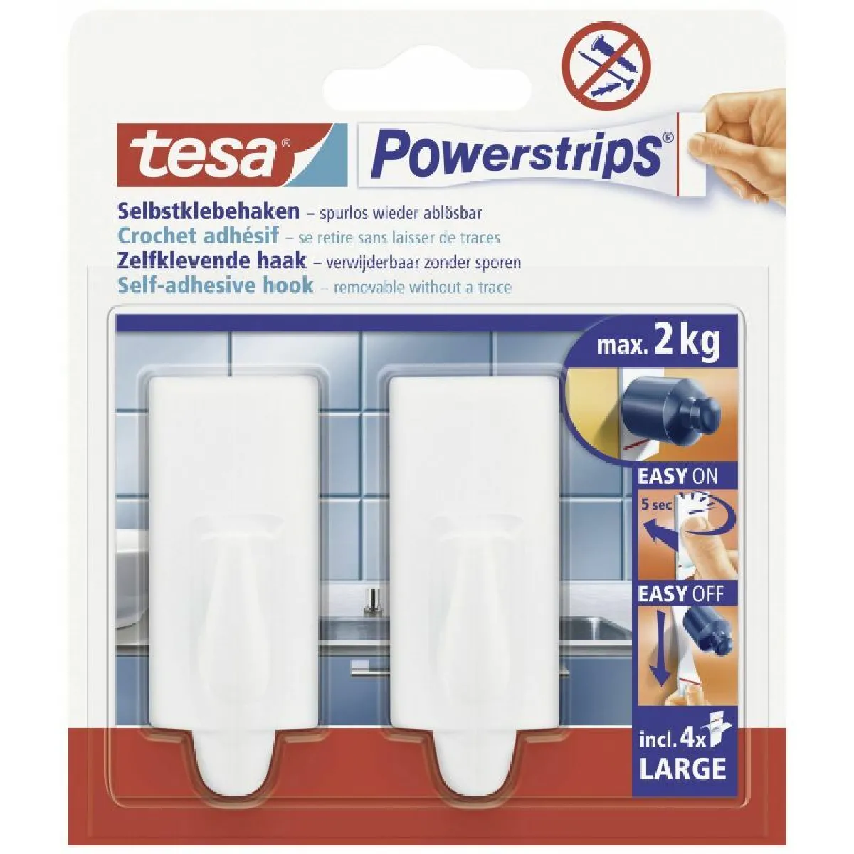 Tesa Powerstrips 2 crochets blancs