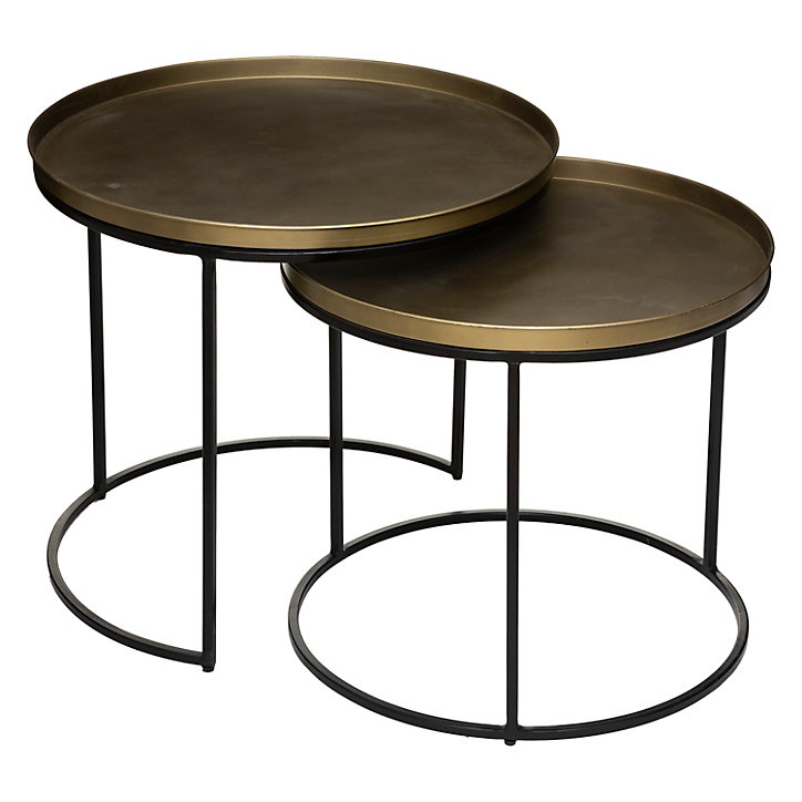 Lot de 2 tables gigognes Basile Atmosphera en métal dorée et noir