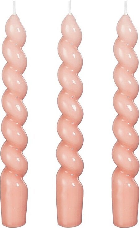 Mica Decorations dinerkaars Twist roze 5 uur D 2,5 H 18,5 cm 3 stuks