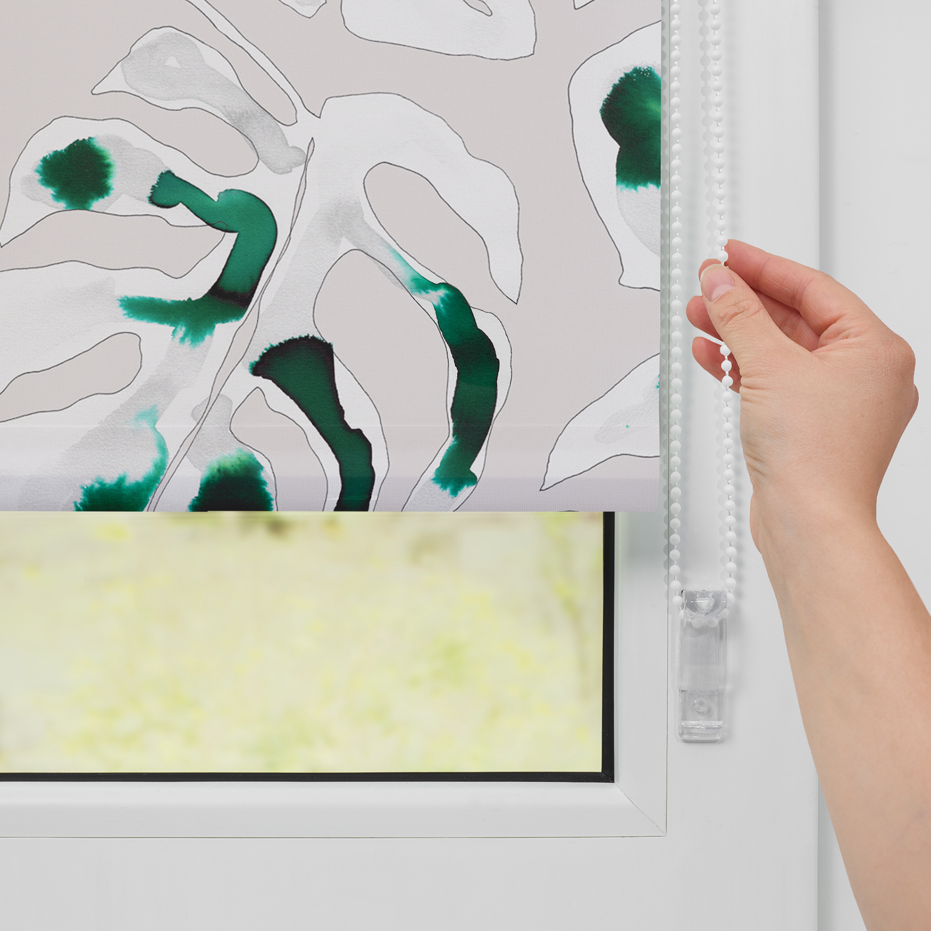 LICHTBLICK Klemmrollo MONSTERA - grün - 45x150 cm
