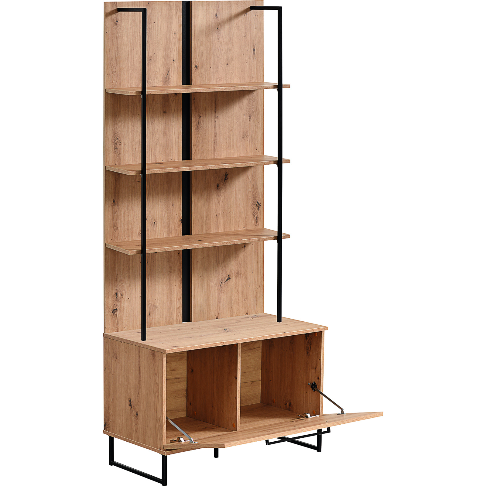 Regal Sardinia Melamin Artisan schwarz 85 x 192 x 42 cm