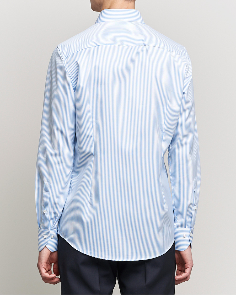 Stenströms Slimline Stripe Cut Away Shirt Light Blue