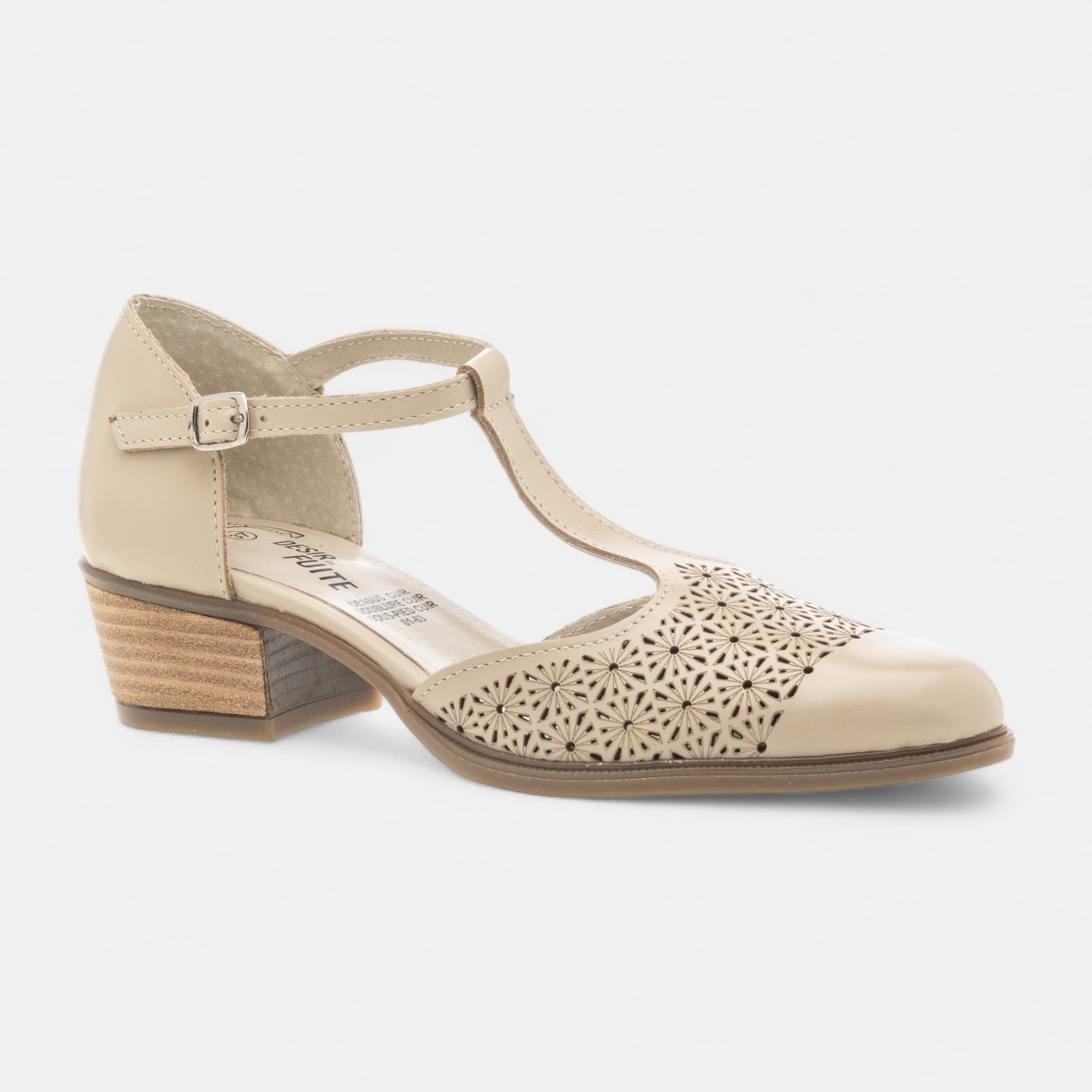 Escarpins quartiers ouverts Femme en cuir beige