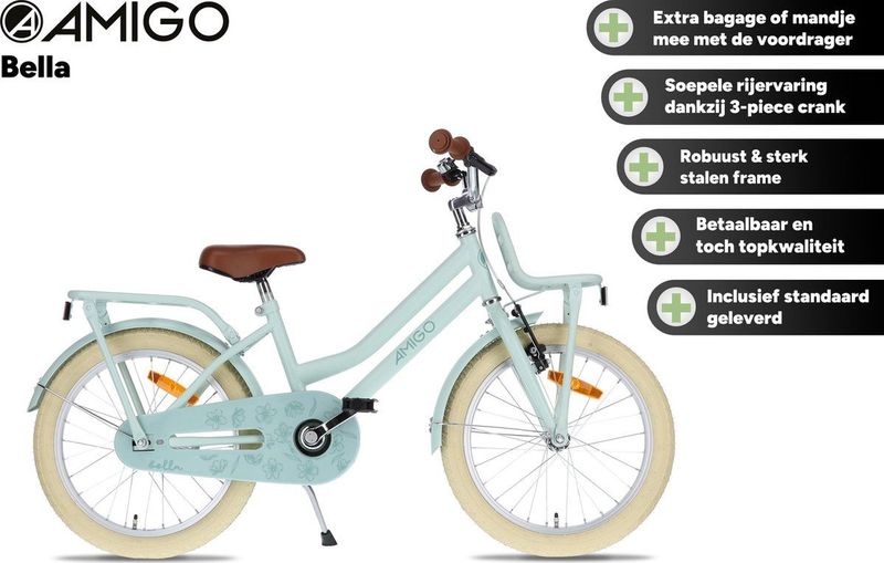 AMIGO - Bella - Kinderfiets - Groen - 12 Inch - Terugtraprem