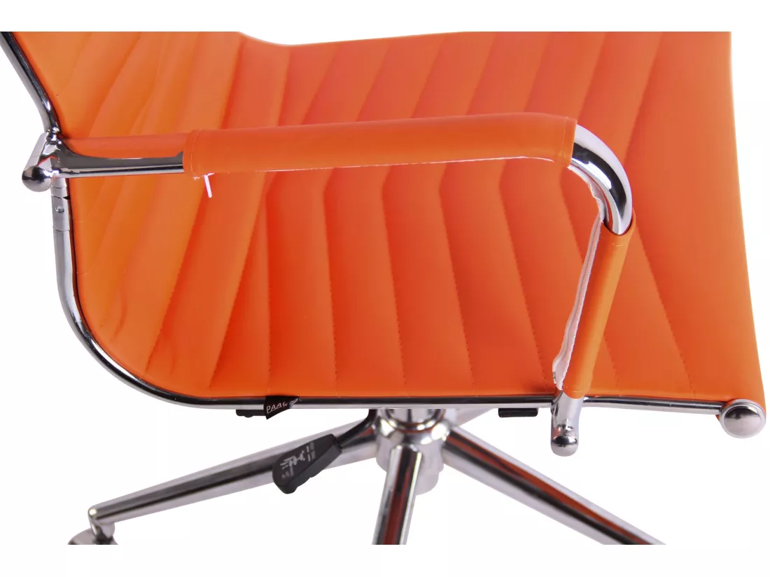 Chaise de bureau - Similicuir & Métal chromé - Orange - Batley