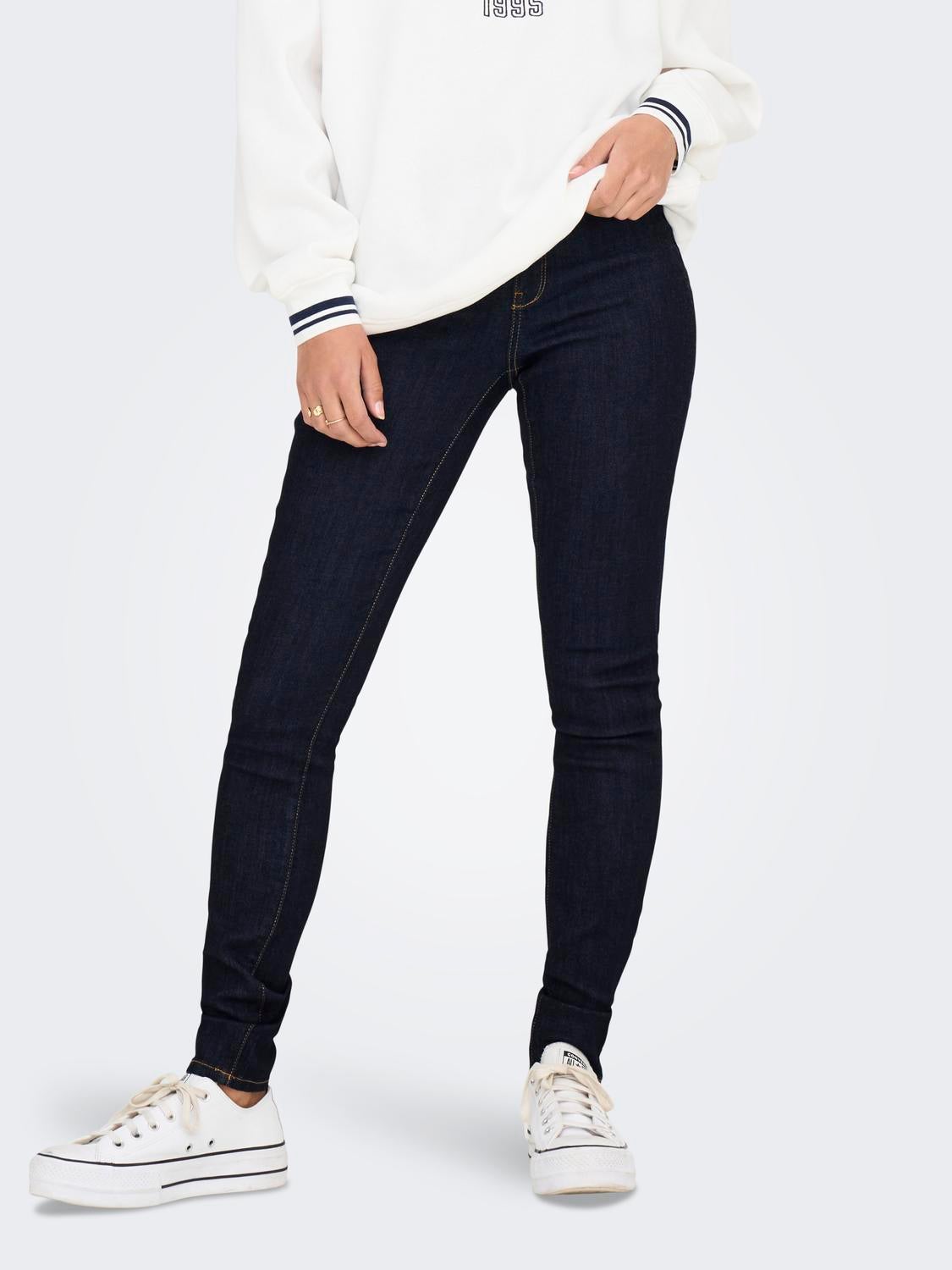 ONLROSE Hohe Taille Skinny Fit Jeans Dark Blue Denim