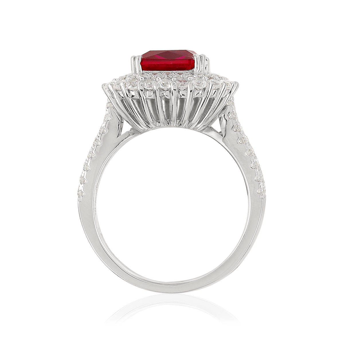 Bague argent 925 zirconias rouge carrée et blancs