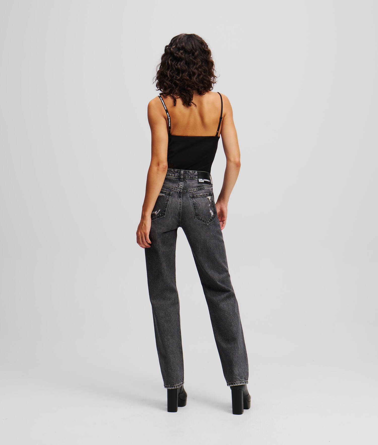 JEAN DROIT TAILLE HAUTE DÉCHIRÉ - Noir détruit