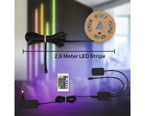 Pimp je Panel LED Strip Starter Set RGB/W 250 lm 3000 K verstelbaar wit 2,6 m 230V geschikt voor akoestische panelen