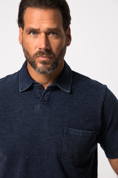 Poloshirt, Halbarm, Piqué, Jeanslook, bis 8 XL