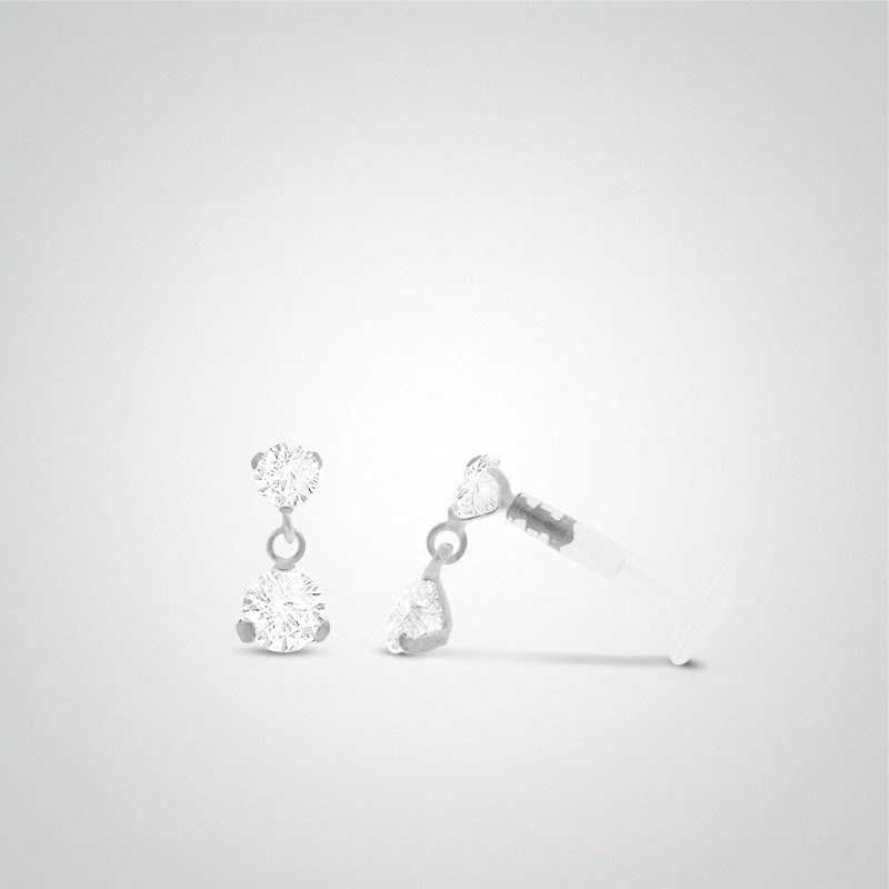Piercing tragus or blanc pendentif avec un oxyde de zirconium