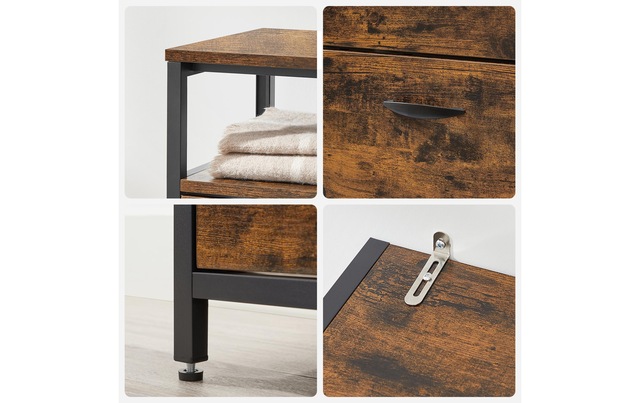 VASAGLE Schuhschrank »mit 4 Klappen 95 x 98.3 cm, Braun/Schwarz«
