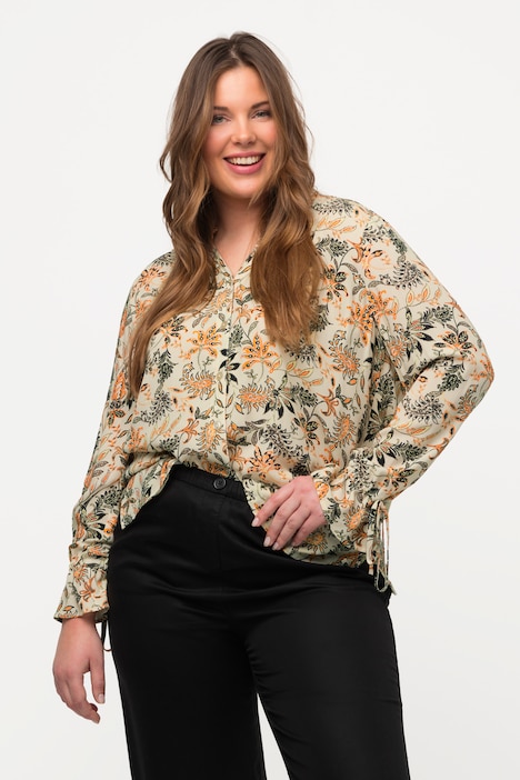 Bluse, Paisley, A-Linie, Stehkragen, Langarm
