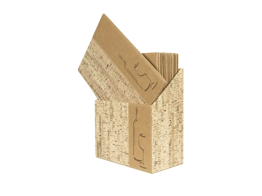 Securit® 10 x A4 KORK DESIGN vinkort i opbevaringsboks