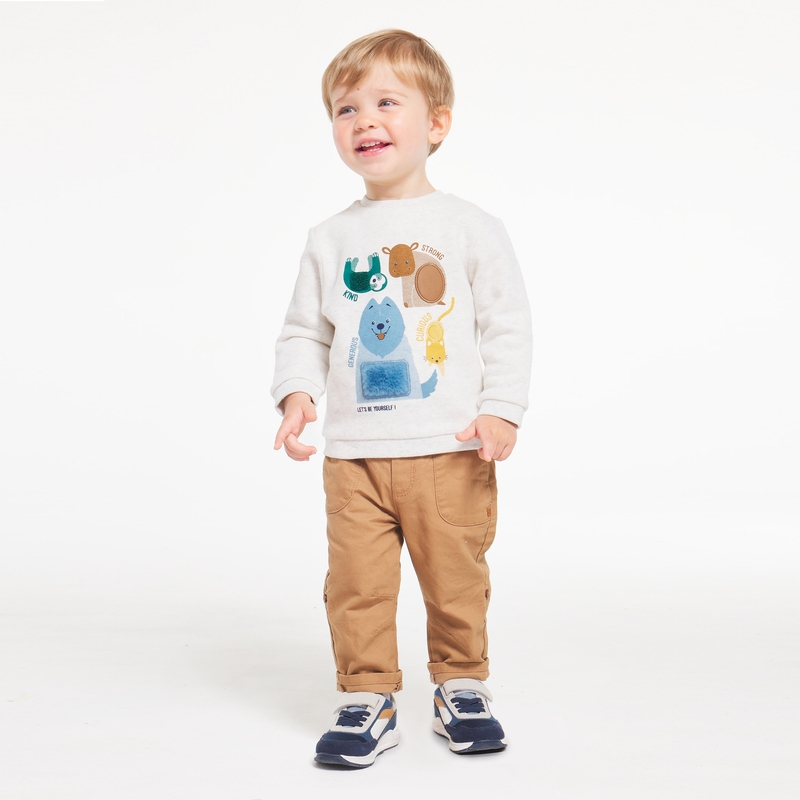 Sweat animation sensorielle animaux gris bébé garçon