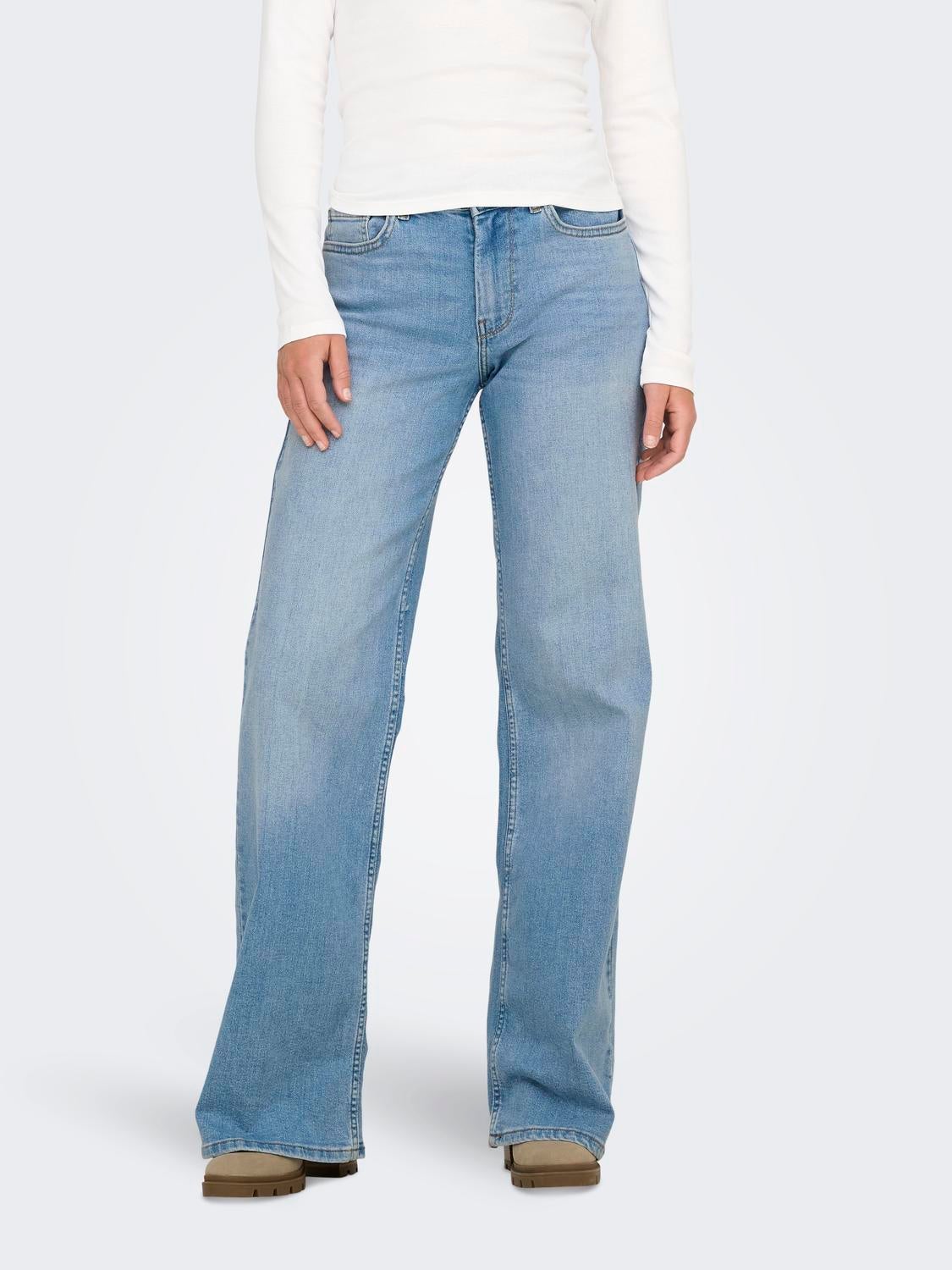 ONLCHRIS Mittlere Taille Weiter Beinschnitt Jeans Light Blue Denim