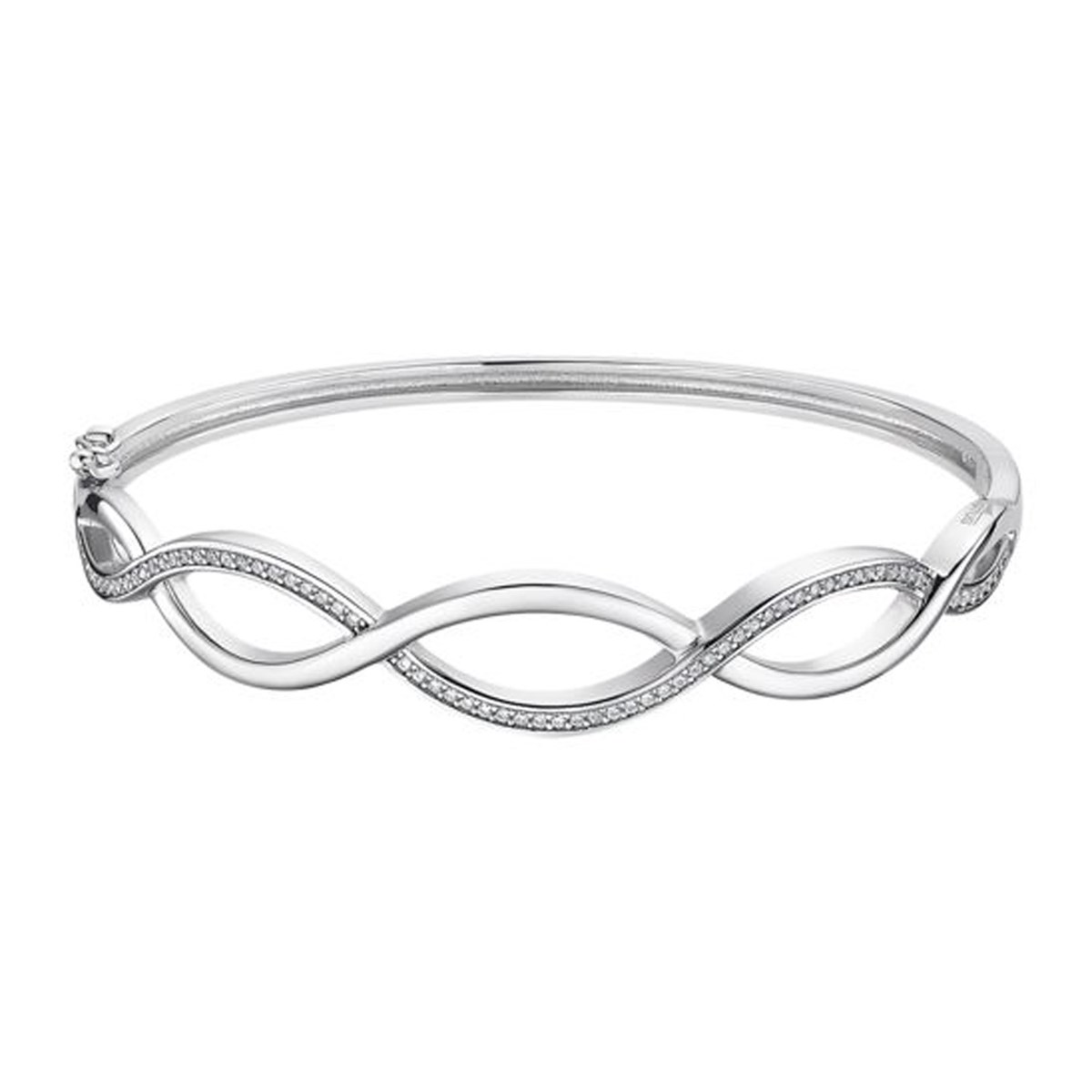 Bracelet jonc Lotus Silver motif vague empierré