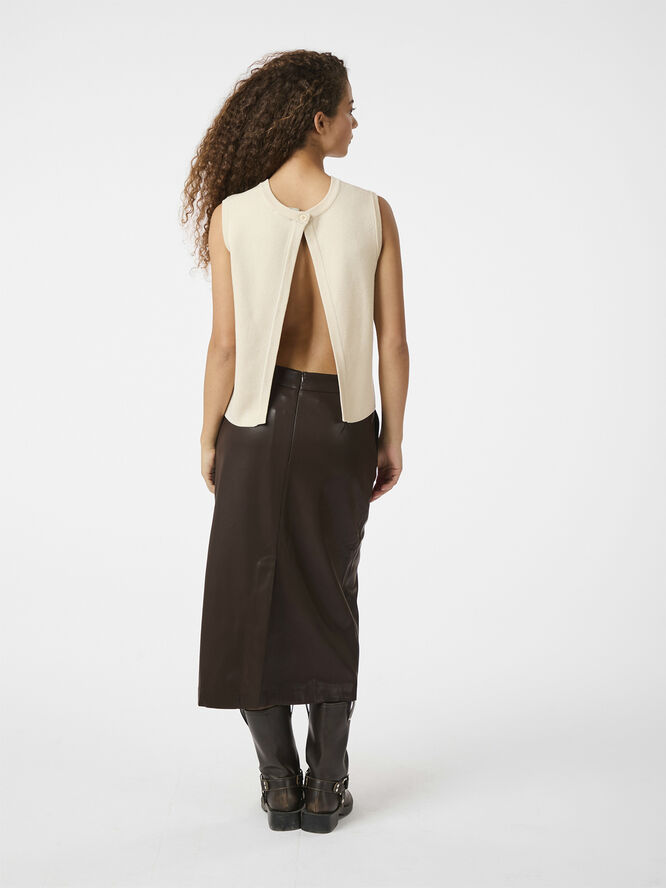 Neo Noir Nettie Faux Leather Skirt Dark brown