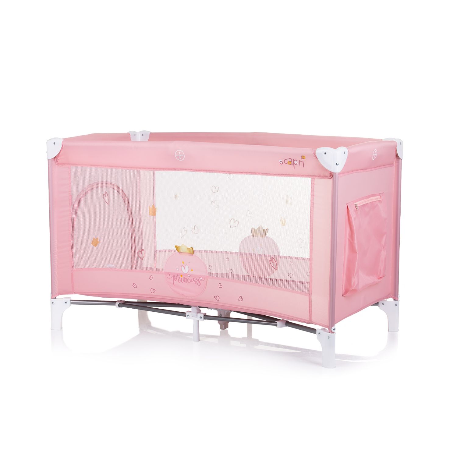 Chipolino Reisebett Capri, seitlicher Eingang, Tragetasche, große Seitentasche pink
