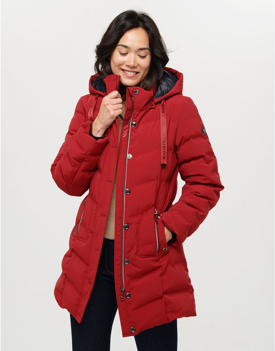 Doudoune longue rouge