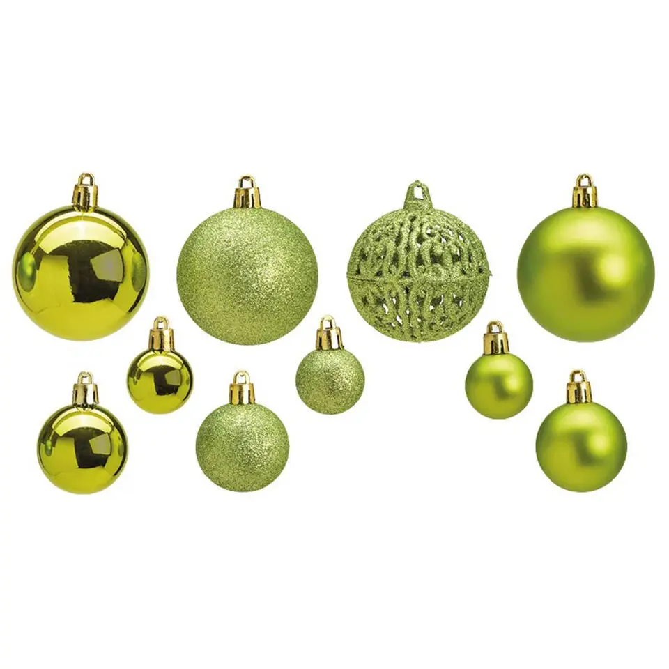G. Wurm Kerstballen - 50ST - lime groen - 3 -4 - 6 cm -kunststof