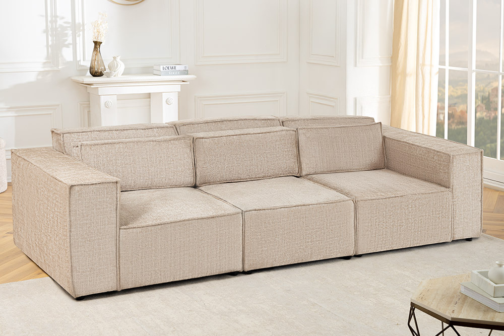 Design 3-Sitzer Sofa BOSSA NOVA 260cm greige Chenille XXL-Couch