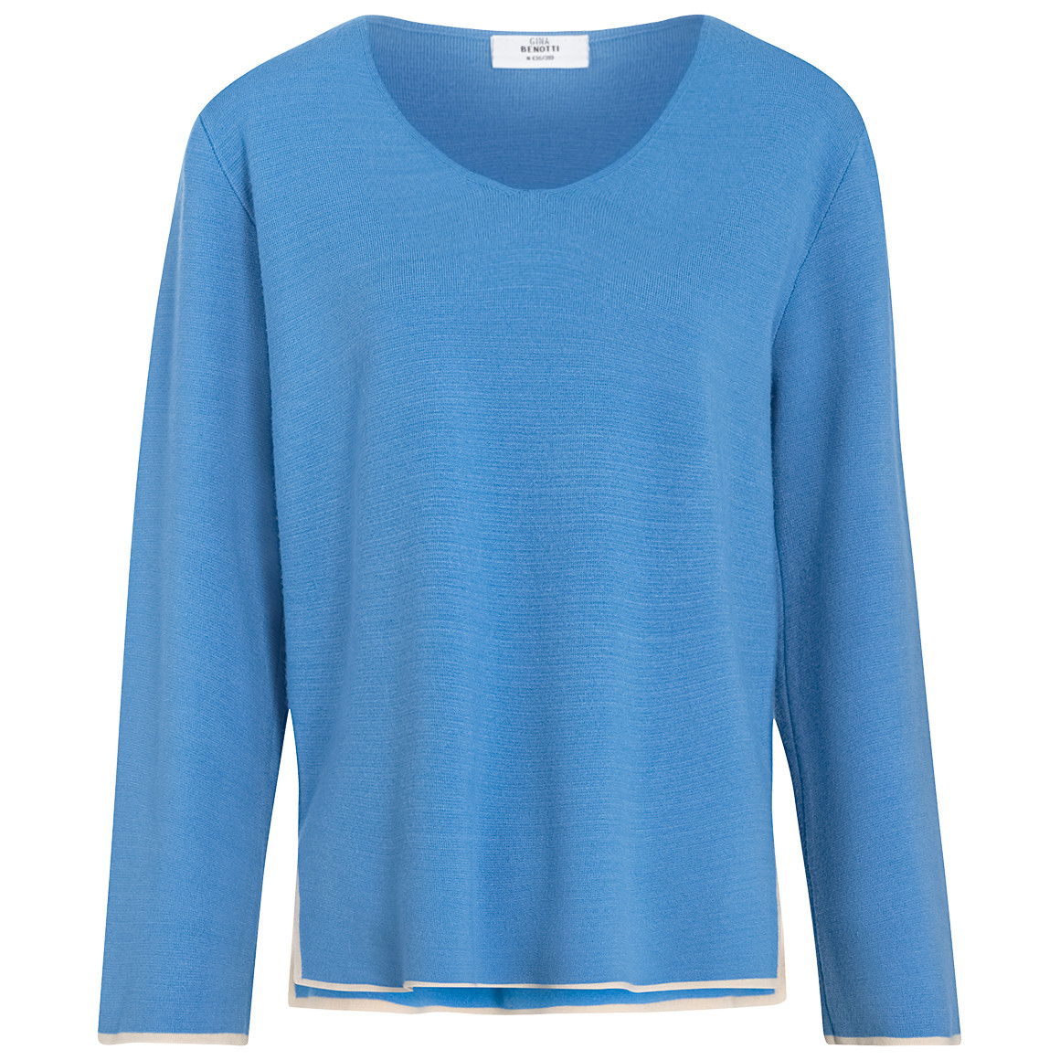 Gina Benotti Damen Pullover mit Kontraststreifen blau