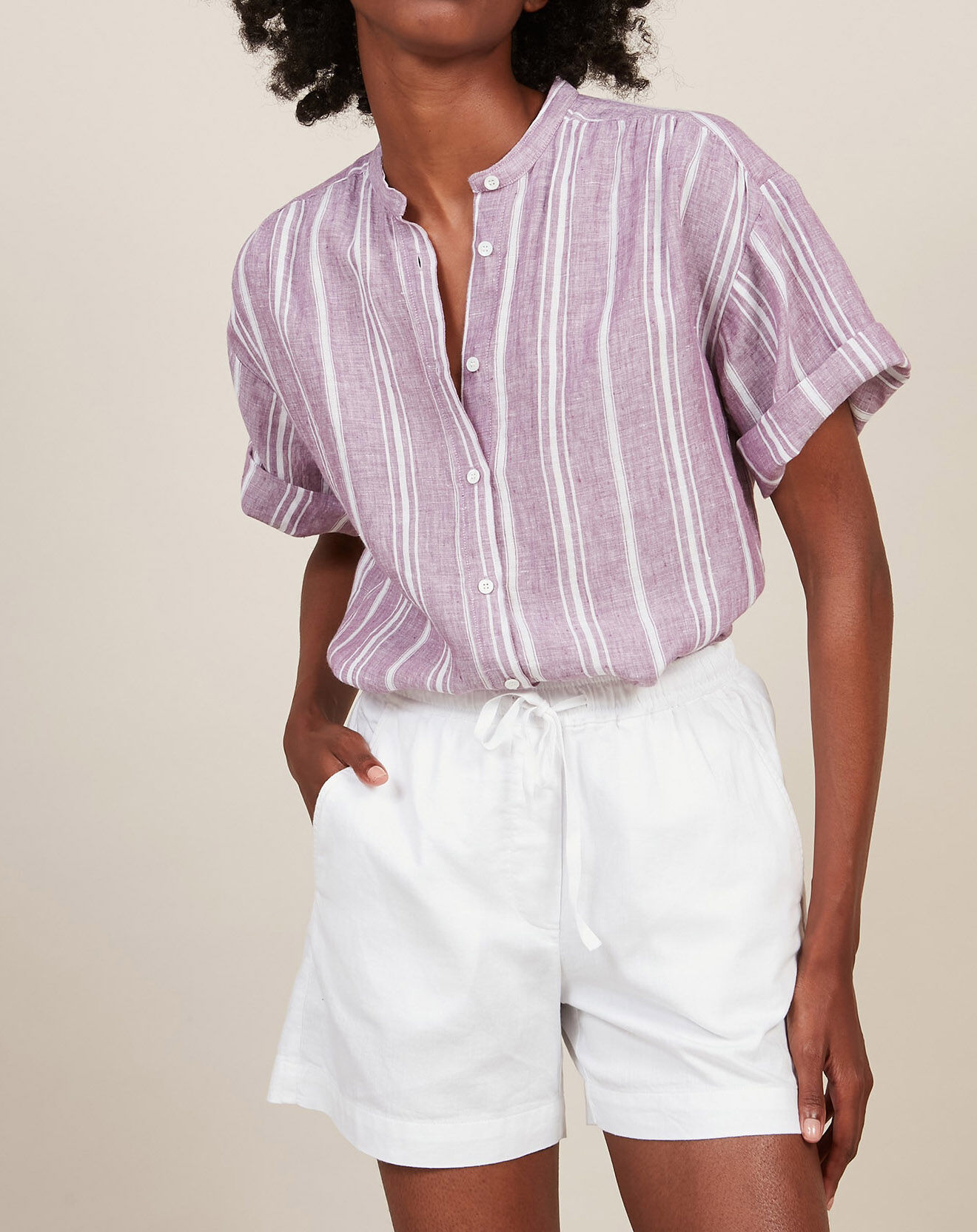 Hartford Chemise 100% Lin Calix violette