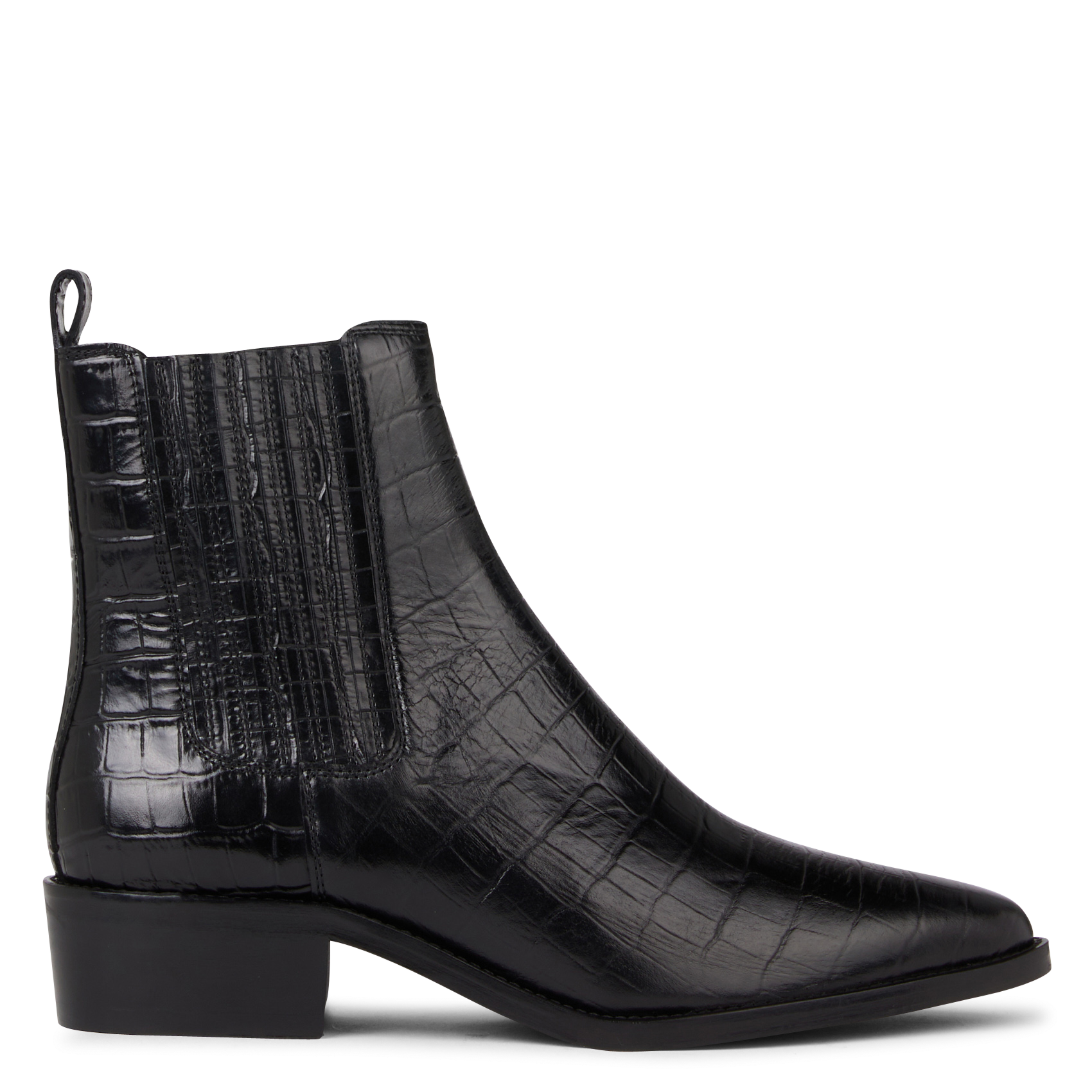 GEORGIA - Bottines en cuir embossé croco | Noir