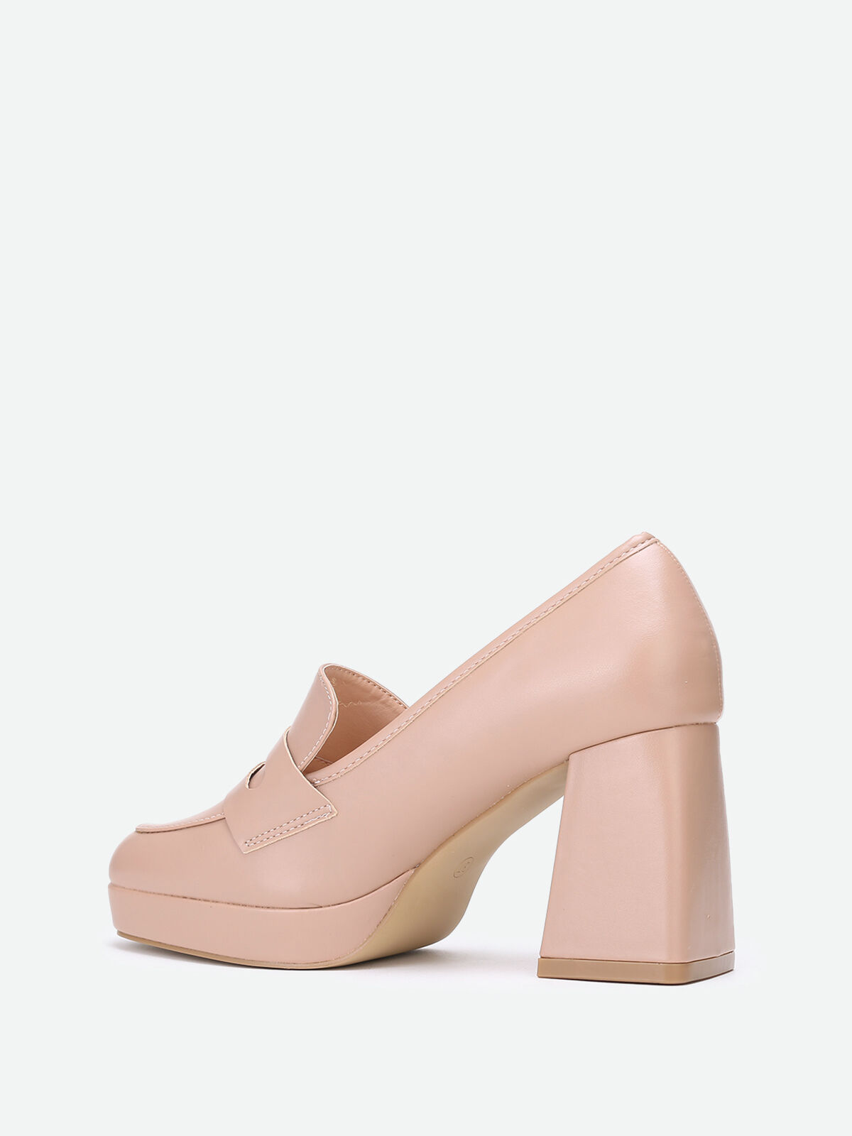 Mocassins à talon trapèze- Beige