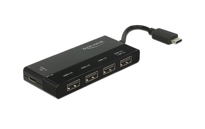 USB-Hub USB 3.1 Typ-C Gen1 - 4x USB-A + 1x USB Typ-C mit PD4-Port-USB-C-Hub mit Power-Delivery