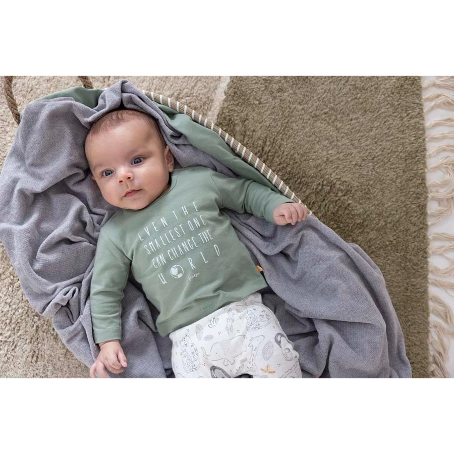 Feetje Langarmshirt World Welcome To Earth Groen