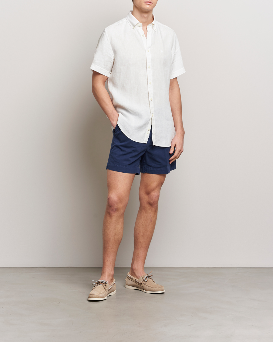 Morris Douglas Short Sleeve Linen Shirt White