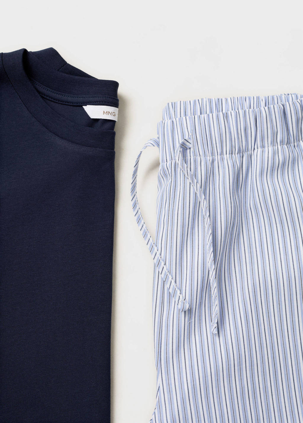 MANGO TEEN pyjama met streepdessin donkerblauw/lichtblauw