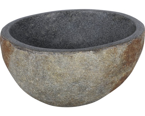 Verschil opzetwastafel Lombok-S Ruz ca. 23 x 23 cm natuursteen Riverstone bruingrijs mat 36.102.05