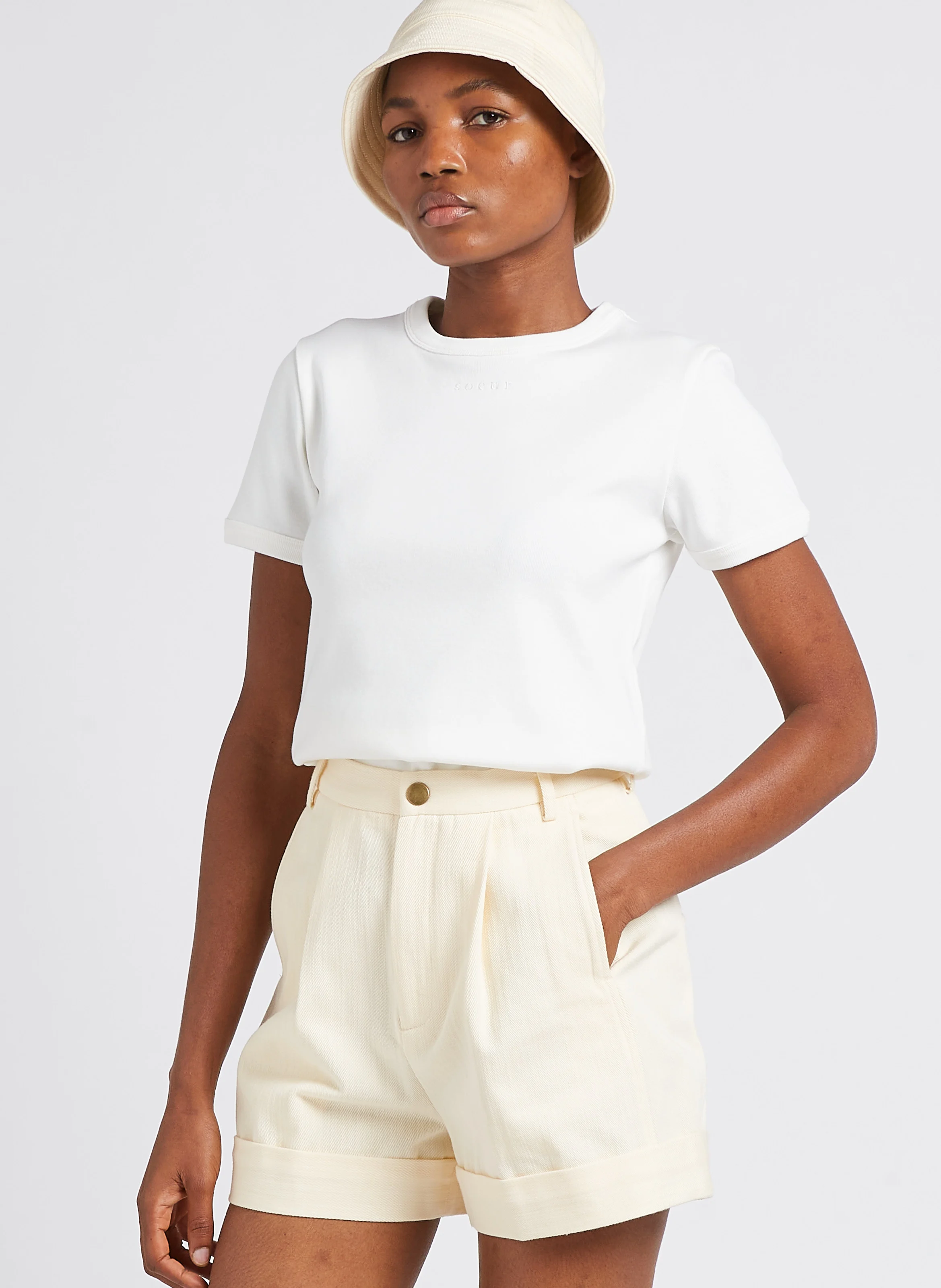 ARISTIDE - Tee-shirt droit col rond en coton bio | Blanc