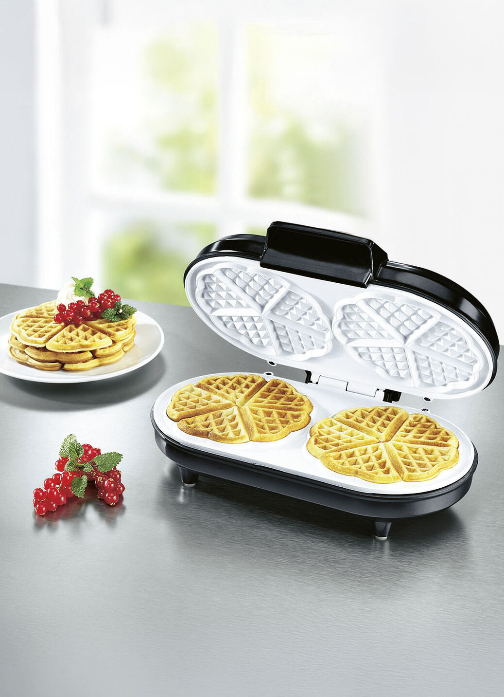 Doppel-Waffeleisen für 2 Waffeln auf einmal