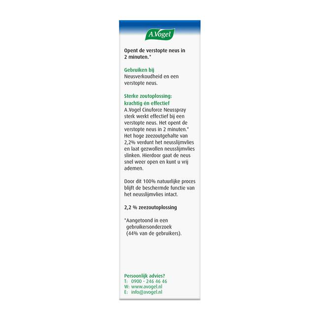A.Vogel Cinuforce Neusspray Sterk bij Neusverkoudheid Spray 20 ML