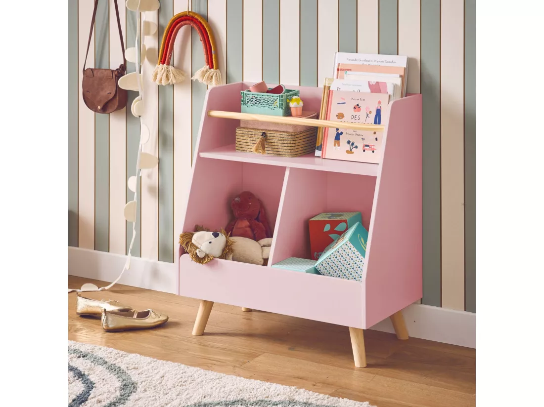 Meuble de rangement enfant. rose. 2 compartiments