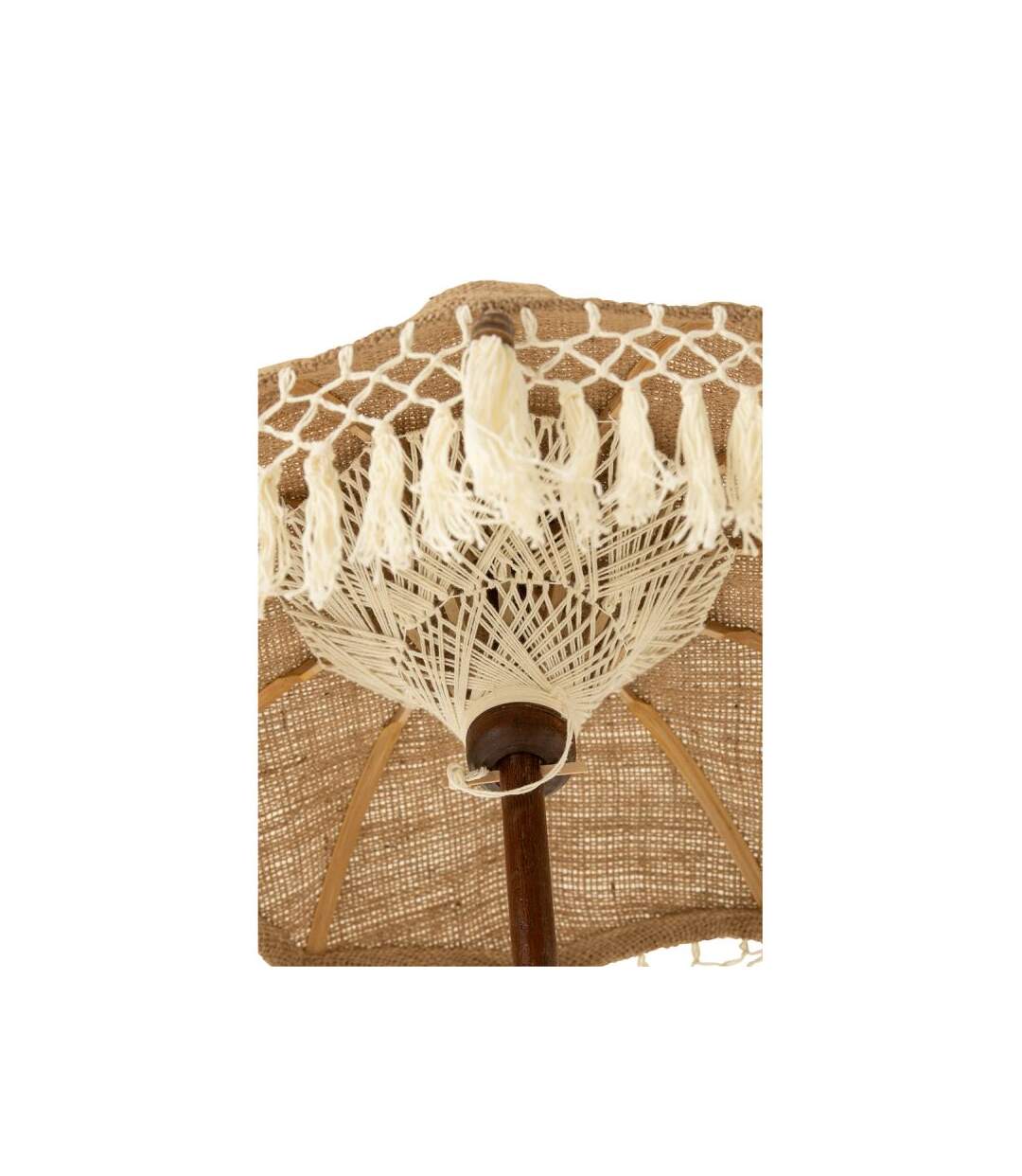 Paris Prix - Parasol Déco En Jute pompons 87cm Beige